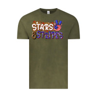 Vintage Olive stars and stripes Vintage Tee - NancyCooperArtShop