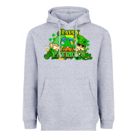 Heather Grey St. Patrick's Day gnomes Heavyweight Hoodie - HowdyJamesFarm