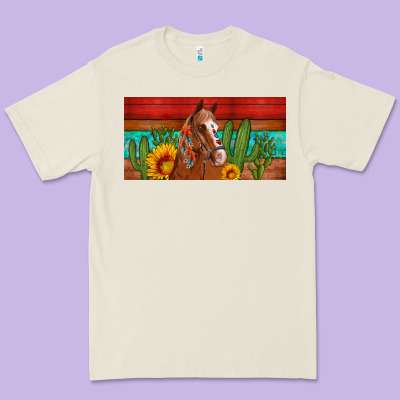 Aztec Horse Cactus And Sunflowers License Plate Template Premium Tee Designed By Artiststas