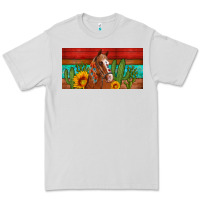 Dove Grey aztec horse cactus and sunflowers license plate template Premium Tee - Artiststas