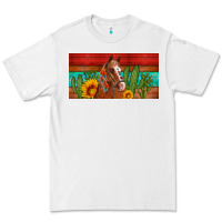 White aztec horse cactus and sunflowers license plate template Premium Tee - Artiststas