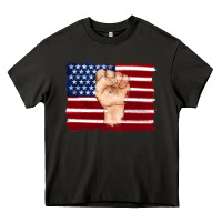 Asphalt american flag with hand Heavy Core Tee - Artiststas