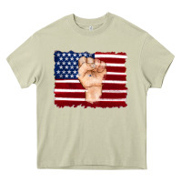 Mossy american flag with hand Heavy Core Tee - Artiststas