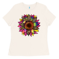 Tie Dye Leopard Sunflower Ladies Tee | Teevron