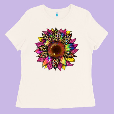 Tie Dye Leopard Sunflower Ladies Tee Designed By Artiststas