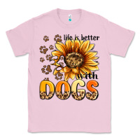 Bubblegum Pink life is better with dogs sunflower Classic Tee - MaliasSmallBusiness