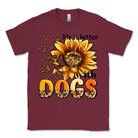 Burgundy life is better with dogs sunflower Classic Tee - MaliasSmallBusiness