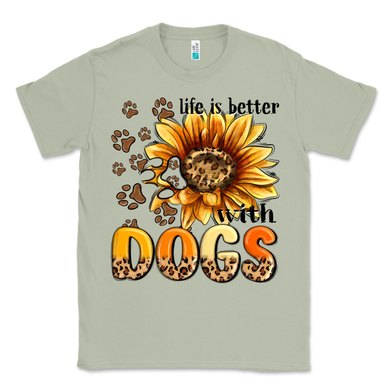 Life Is Better With Dogs Sunflower Classic Tee by MaliasSmallBusiness | Teevron