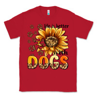 Red life is better with dogs sunflower Classic Tee - MaliasSmallBusiness