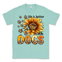 Seafoam life is better with dogs sunflower Classic Tee - MaliasSmallBusiness