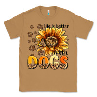 Toasted Coconut life is better with dogs sunflower Classic Tee - MaliasSmallBusiness
