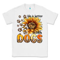 White life is better with dogs sunflower Classic Tee - MaliasSmallBusiness