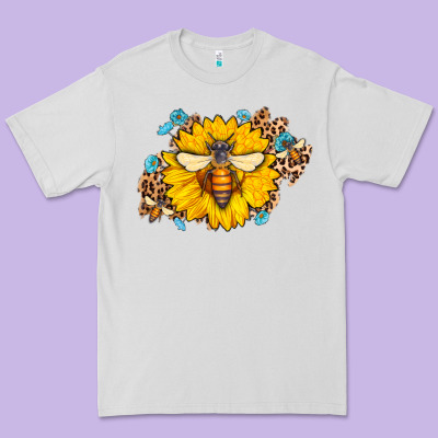 Bee Sunflower Leopard Premium Tee Designed By Adodesignshop