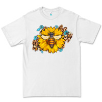 White bee sunflower leopard Premium Tee - AdoDesignShop