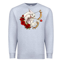 Heather Grey cupid cat Premium Sweatshirt - OliviaCreatesArt