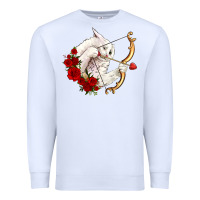 White cupid cat Premium Sweatshirt - OliviaCreatesArt