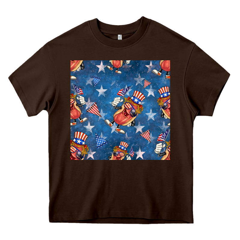 4th Of July Hotdog Seamless Pattern Heavy Core Tee by BundleAndBundleShop | Teevron