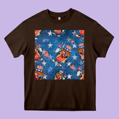 4th Of July Hotdog Seamless Pattern Heavy Core Tee Designed By Bundleandbundleshop