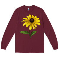 Burgundy Black Eyed Susan Flower Long Sleeve Tee - LillyAllenDesigns