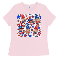 Bubblegum Pink 4th of july patriotic gnome seamless pattern Ladies Tee - BundleAndBundleShop