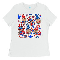 White 4th of july patriotic gnome seamless pattern Ladies Tee - BundleAndBundleShop