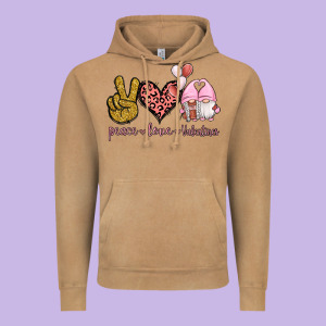 Peace Love Valentines Gnomes Vintage Hoodie Designed By Jasminsmagicworld