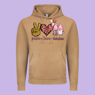 Peace Love Valentines Gnomes Vintage Hoodie Designed By Jasminsmagicworld