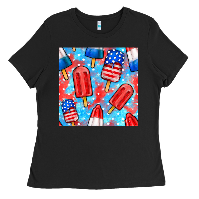 4th Of July Popsicle Seamless Pattern Ladies Tee by BundleAndBundleShop | Teevron