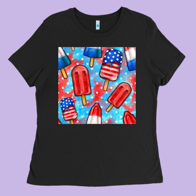 4th Of July Popsicle Seamless Pattern Ladies Tee Designed By Bundleandbundleshop
