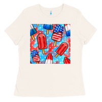 Bone 4th of july popsicle seamless pattern Ladies Tee - BundleAndBundleShop