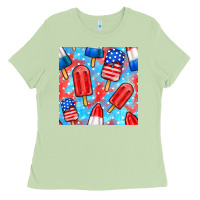 Matcha 4th of july popsicle seamless pattern Ladies Tee - BundleAndBundleShop