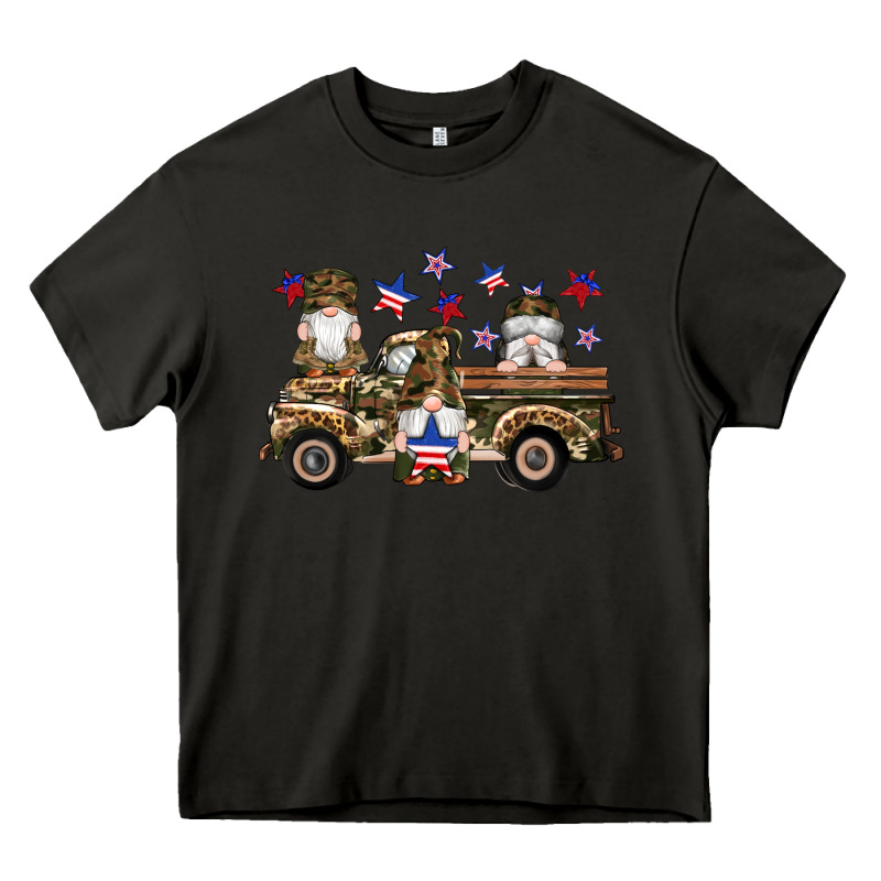 Camouflage Gnomes American Flag Star Truck Heavy Core Tee by Artiststas | Teevron