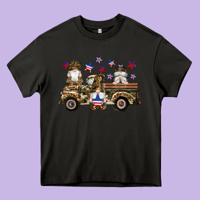 Camouflage Gnomes American Flag Star Truck Heavy Core Tee Designed By Artiststas