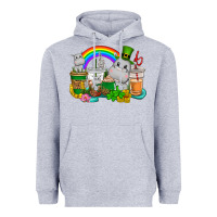 Heather Grey St. Patrick's Hippopotamus coffee cups Heavyweight Hoodie - CowGirlArtShop