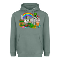 Sage St. Patrick's Hippopotamus coffee cups Heavyweight Hoodie - CowGirlArtShop