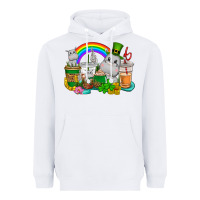 White St. Patrick's Hippopotamus coffee cups Heavyweight Hoodie - CowGirlArtShop