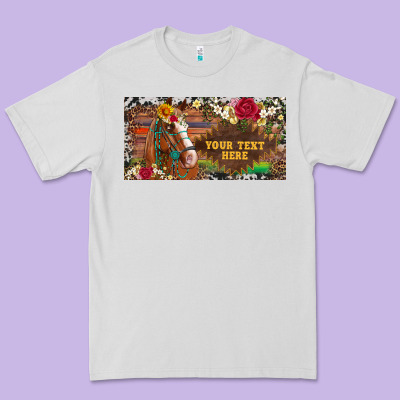 (preview)western Turquoise Gemstone Horse Cowhide Leopard Floral Backg Premium Tee Designed By Artiststas