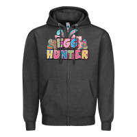 Charcoal Heather Egg hunter plate letters Easter Day Zipper Hoodie - HowdyJamesFarm