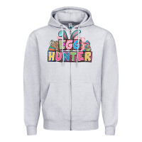 Heather Grey Egg hunter plate letters Easter Day Zipper Hoodie - HowdyJamesFarm