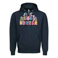 Navy Egg hunter plate letters Easter Day Zipper Hoodie - HowdyJamesFarm