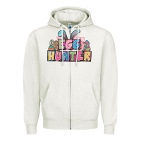 Oatmeal Heather Egg hunter plate letters Easter Day Zipper Hoodie - HowdyJamesFarm