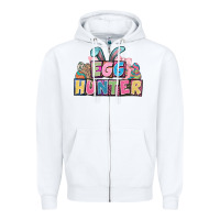 White Egg hunter plate letters Easter Day Zipper Hoodie - HowdyJamesFarm