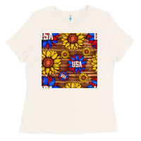 Bone usa sunflower seamless pattern Ladies Tee - BundleAndBundleShop