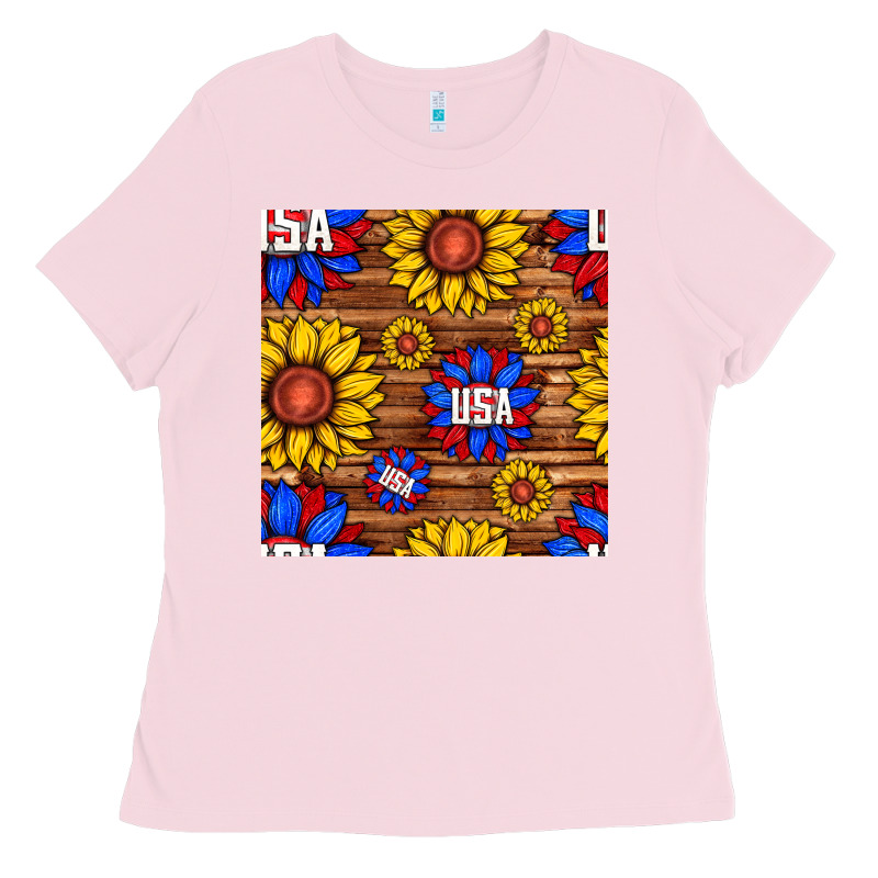 Usa Sunflower Seamless Pattern Ladies Tee by BundleAndBundleShop | Teevron