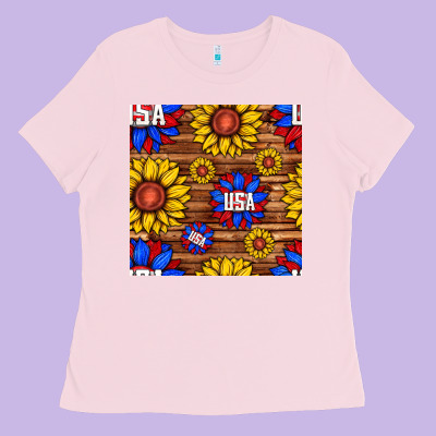 Usa Sunflower Seamless Pattern Ladies Tee Designed By Bundleandbundleshop