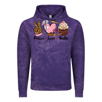 Cloud Purple peace love bake Vintage Hoodie - NancyCooperArtShop