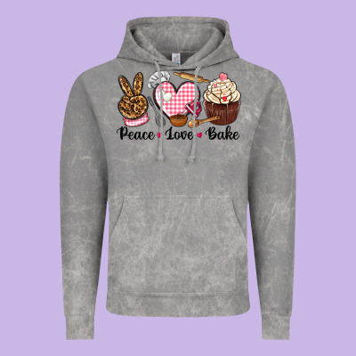 Peace Love Bake Vintage Hoodie Designed By Nancycooperartshop