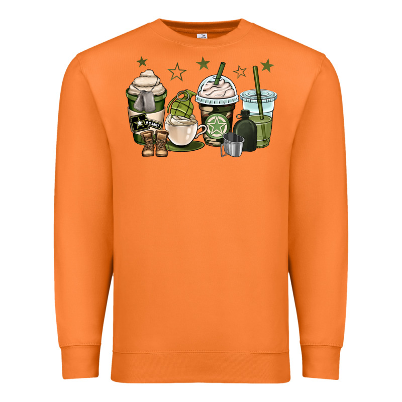 Us Army Coffee Cups Premium Sweatshirt by OliviaCreatesArt | Teevron
