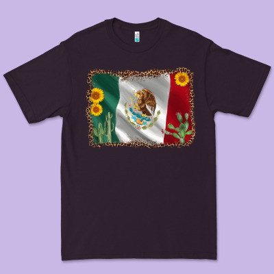 Mexico Flag Sunflower Cactus Premium Tee Designed By Adodesignshop