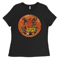 Black horseshoe circle Ladies Tee - JahusDesignShop